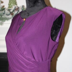 Anne Klein Purple Mid-Length Sleeveless Formal Business Casual Dress Size 10